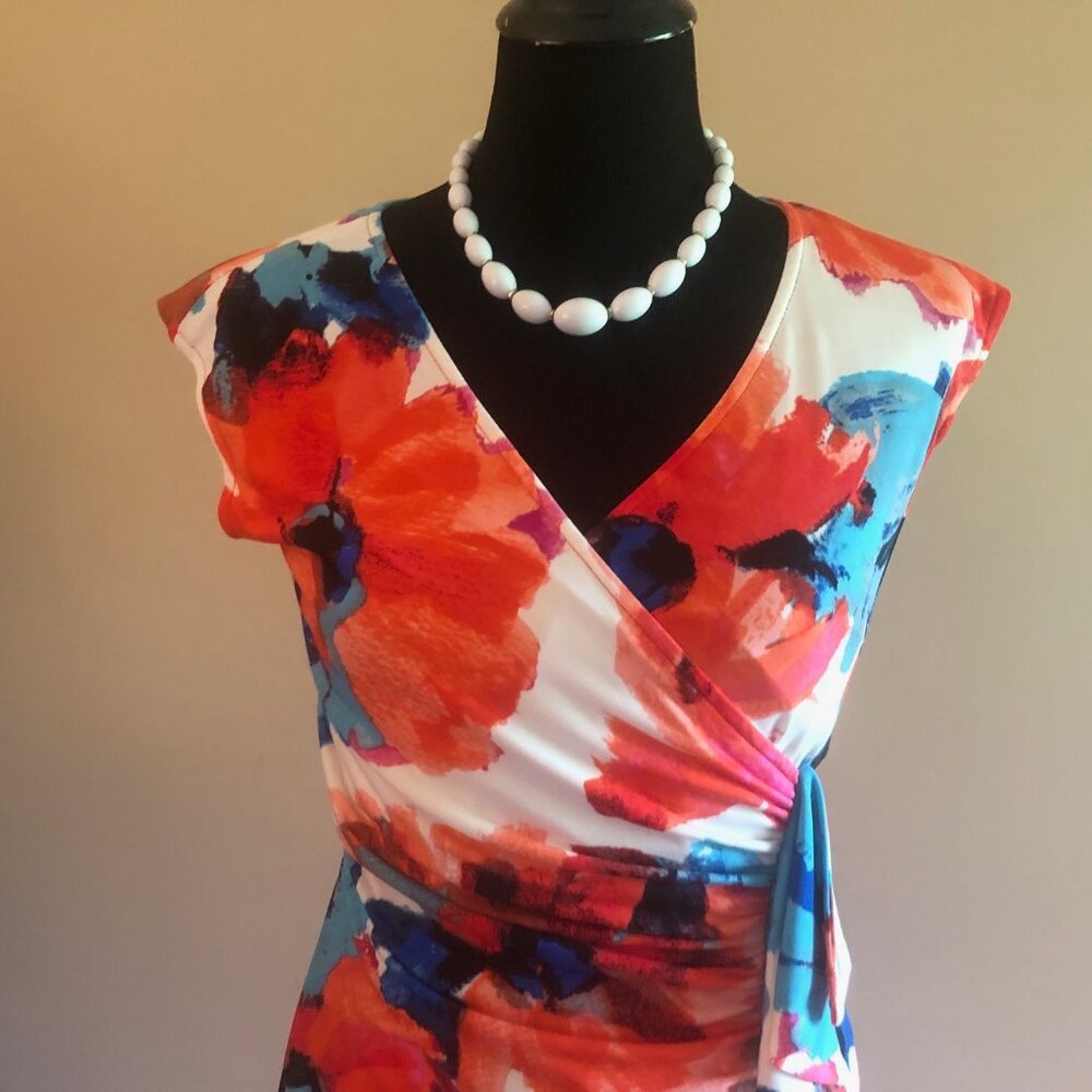 Joseph Ribkoff Floral Rouched Dress - Picture 2 of 7